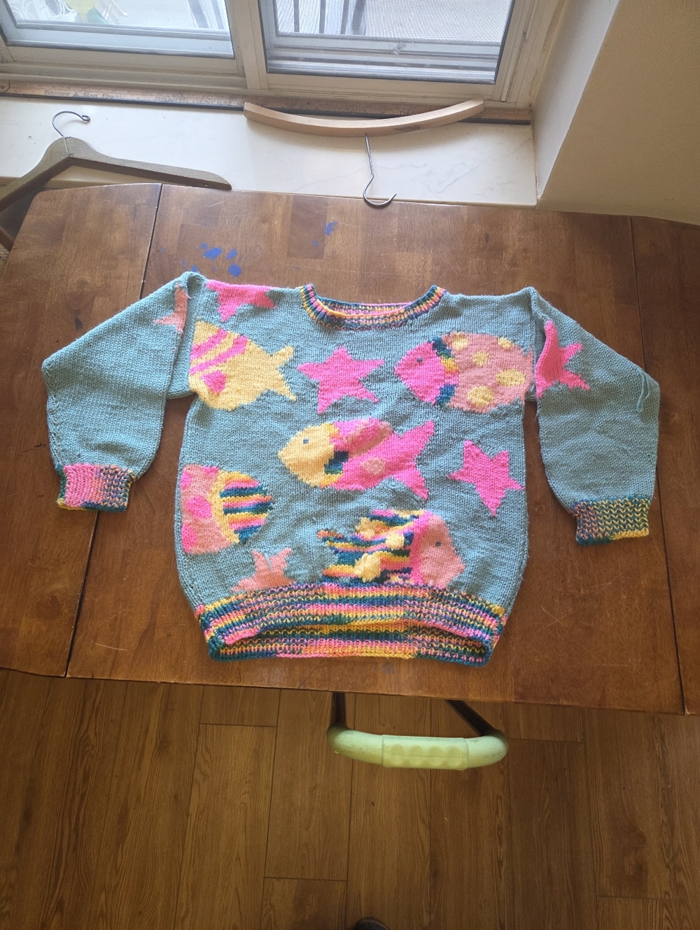 Vintage 80s/90s Under the Sea Novelty Knit Sweater – Fish & Starfish – Women’s M